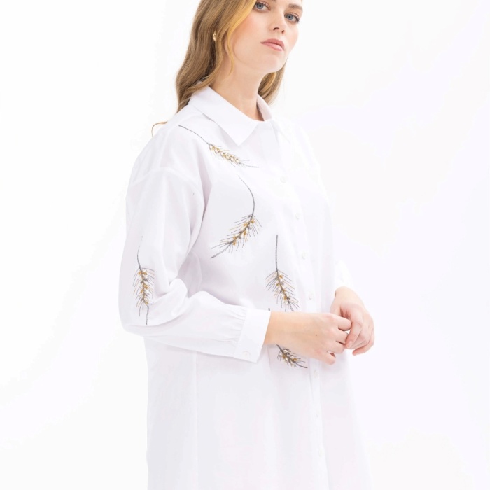 YENİ SEÇİL KADIN TAŞLI DÜŞÜK KOL GÖMLEK 11242102201023