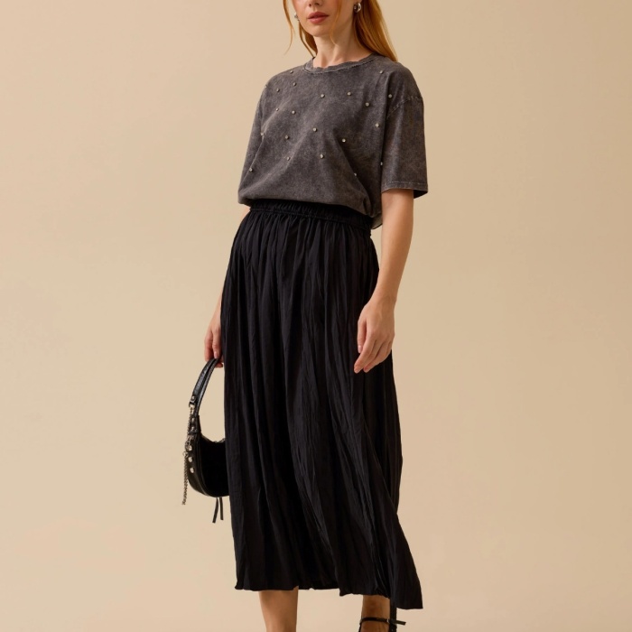 YENİ SEÇİL KADIN kırışık dokulu etek 10002511611014