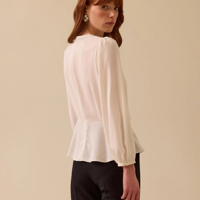 YENİ SEÇİL KADIN bağlamalı uzun kollu saten bluz 10002511810019