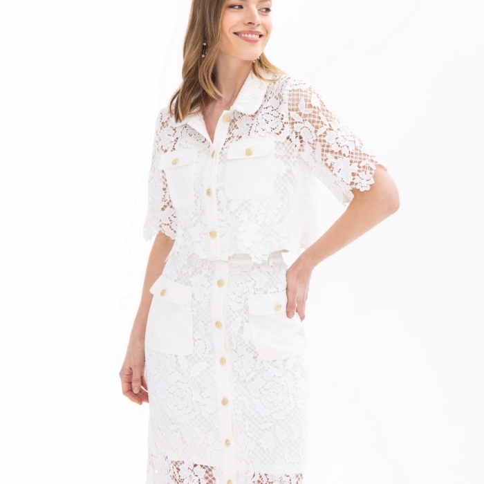 YENİ SEÇİL KADIN CROP KESİM DANTEL GÖMLEK 10242102201014