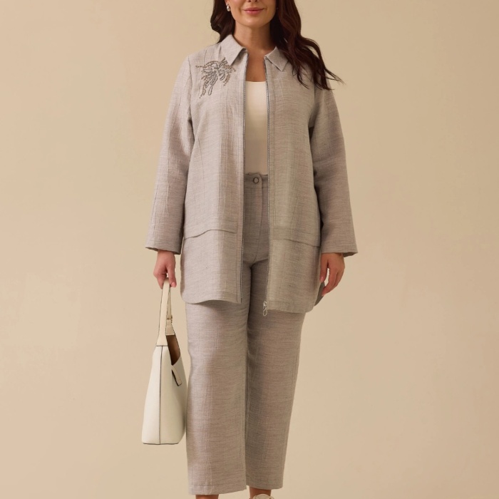 YENİ SEÇİL KADIN büyük beden nakış detaylı fermuarlı kap 10002512514005