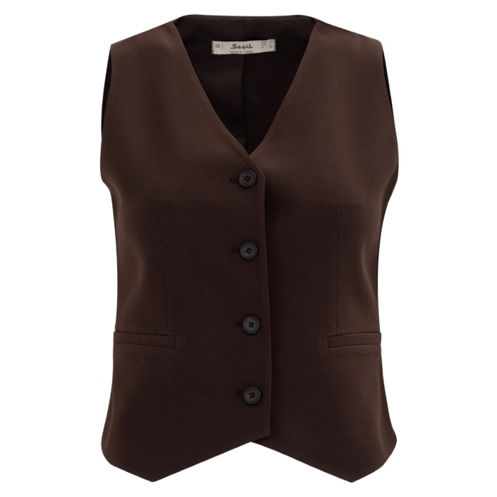 YENİ SEÇİL KADIN düğmeli bel boy astarlı yelek 10002421110004