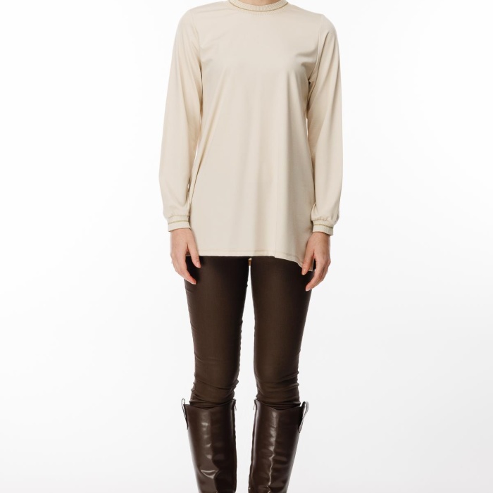 YENİ GHİSA KADIN UZUN KOL SİMLİ TUNİK GSBASİC4829