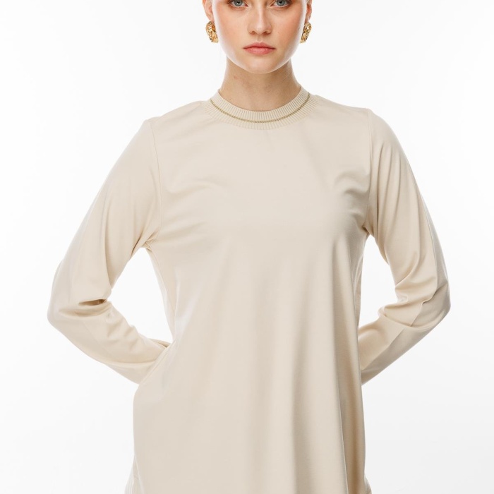 YENİ GHİSA KADIN UZUN KOL SİMLİ TUNİK GSBASİC4829