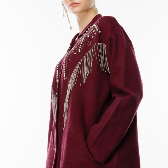 YENİ GHİSA KADIN TAŞ İŞLEME DETAYLI HIRKA 5KOBHRK3899