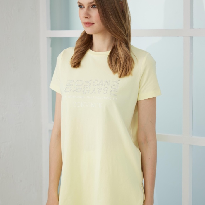 YENİ MOODBASİC KADIN TAŞ BASKILI T-SHİRT MB27.180