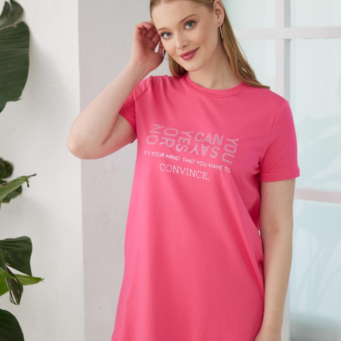 YENİ MOODBASİC KADIN TAŞ BASKILI T-SHİRT MB27.180