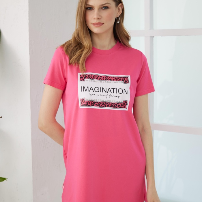 YENİ MOODBASİC KADIN TAŞLI BASKILI T-SHİRT MB27.182