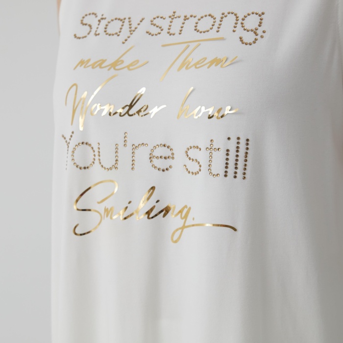 YENİ MOODBASİC KADIN PARLAK  BASKILI SIFIR KOL T-SHİRT MB27.186