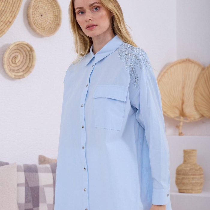 YENİ MOODBASİC KADIN TAŞLI DANTELLİ GÖMLEK MB11.245