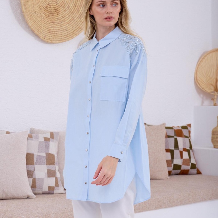 YENİ MOODBASİC KADIN TAŞLI DANTELLİ GÖMLEK MB11.245