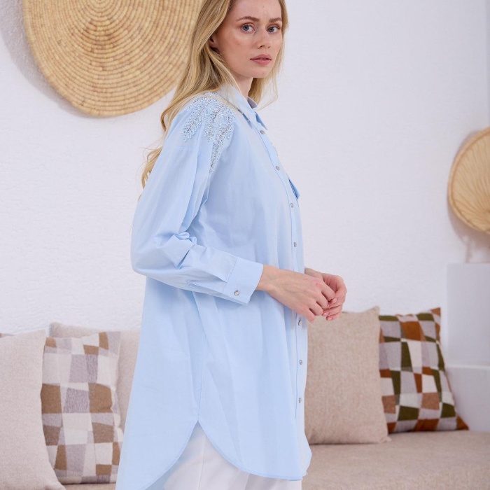 YENİ MOODBASİC KADIN TAŞLI DANTELLİ GÖMLEK MB11.245