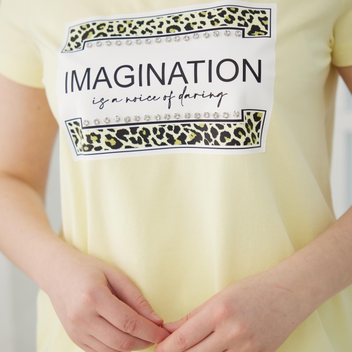 YENİ MOODBASİC KADIN TAŞLI BASKILI T-SHİRT MB27.182