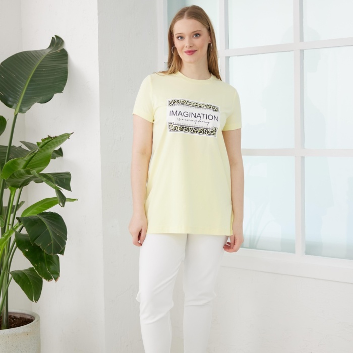 YENİ MOODBASİC KADIN TAŞLI BASKILI T-SHİRT MB27.182