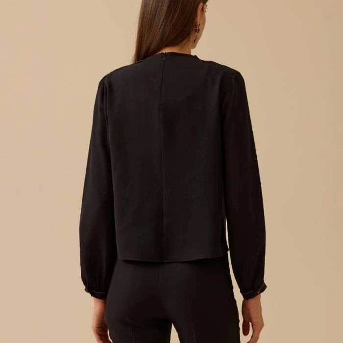 YENİ SEÇİL KADIN dik yaka drape detaylı bluz 10002521810004