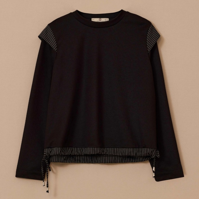 YENİ SEÇİL KADIN çizgi detaylı bağcıklı sweatshirt 10002522311017