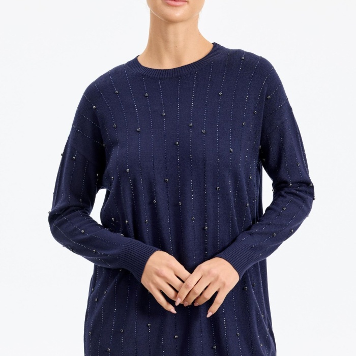 YENİ TIĞ TRİKO KADIN SUYOLU TAŞ BASKILI TRİKO TUNİK BLZ.21736.1