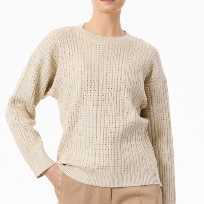 YENİ TIĞ TRİKO KADIN TAŞ BASKILI FİTİLLİ TRİKO TUNİK TNK.21779.1