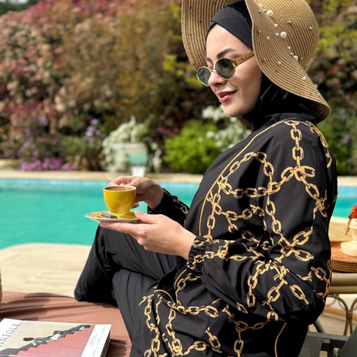 YENİ MOODBASİC KADIN GOLD ZİNCİRLİ TESETTÜR MAYO SW36.267