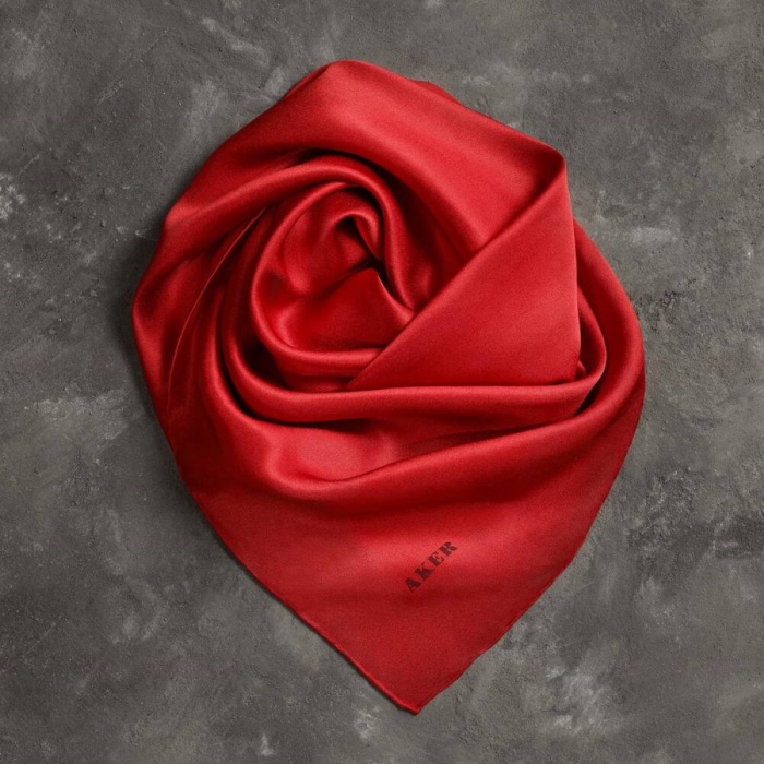 Aker Düz Taşlanmış İpek Krep Saten Eşarp 90X90