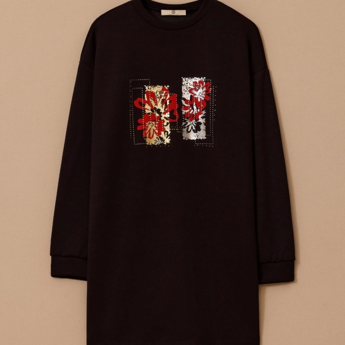 YENİ SEÇİL KADIN çiçek baskılı sweatshirt 10002522311008