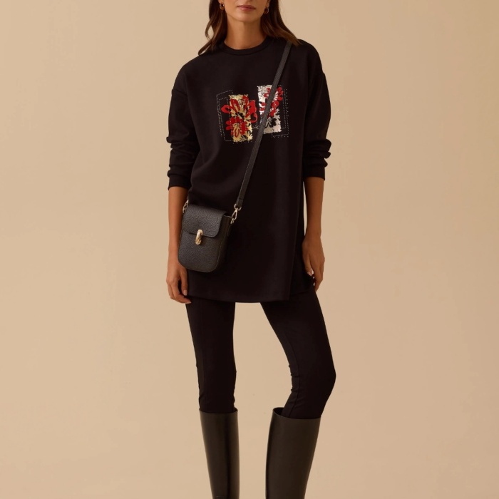 YENİ SEÇİL KADIN çiçek baskılı sweatshirt 10002522311008