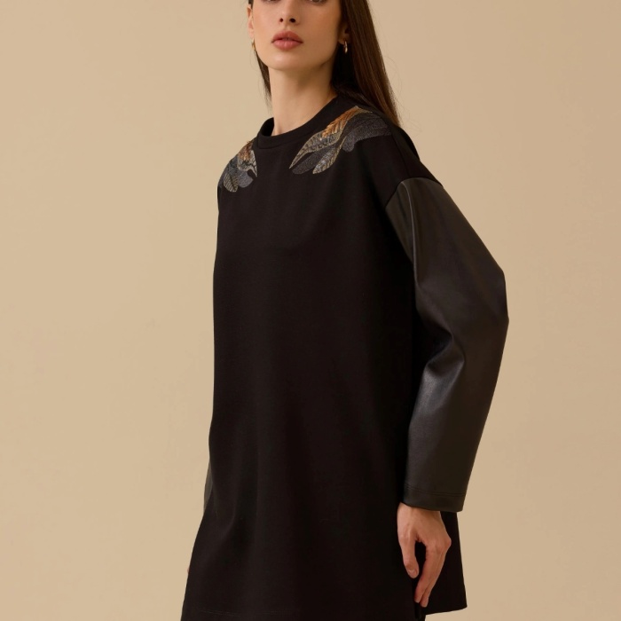 YENİ SEÇİL KADIN omuz nakışlı sweatshirt 10002522311012