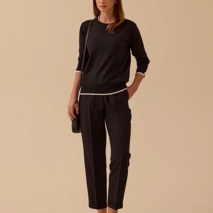 YENİ SEÇİL KADIN biye detaylı lastikli triko bluz 10002521710038