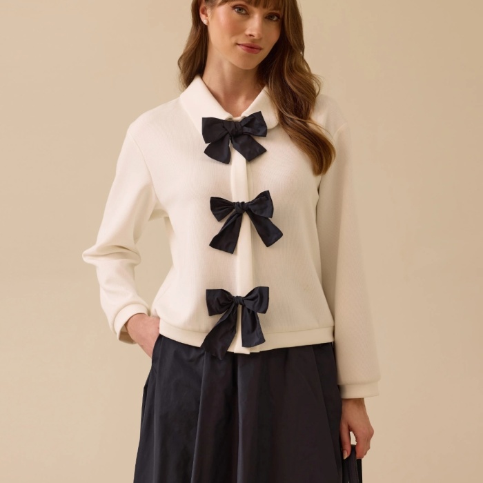 YENİ SEÇİL KADIN gömlek yaka kurdele detaylı ceket 10002511111009