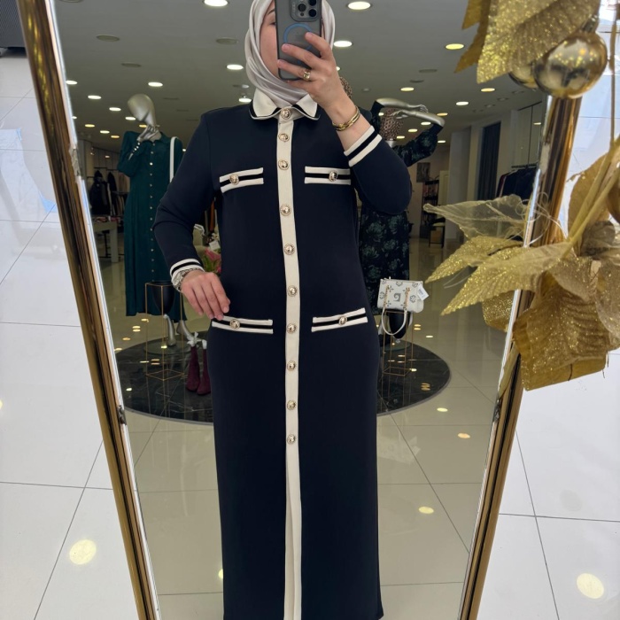 YENİ Sİ DESİGN KADIN TRİKO ŞERİT GEÇİŞ DETAYLI ELBİSE 51207