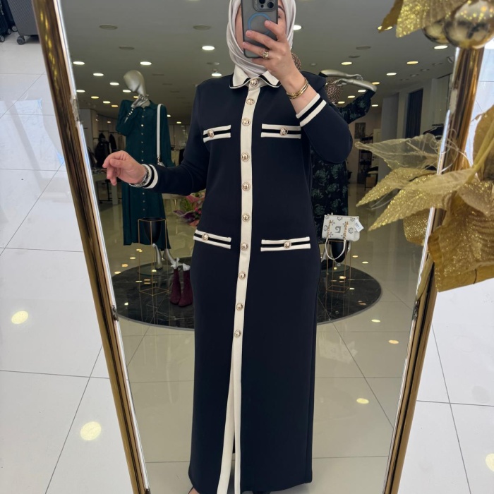 YENİ Sİ DESİGN KADIN TRİKO ŞERİT GEÇİŞ DETAYLI ELBİSE 51207