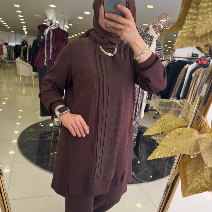 YENİ FUAT GÜRŞEN KADIN PARLAK KUMAŞ GEÇİŞLİ PANTOLONLU SPOR TAKIM 25Y3355