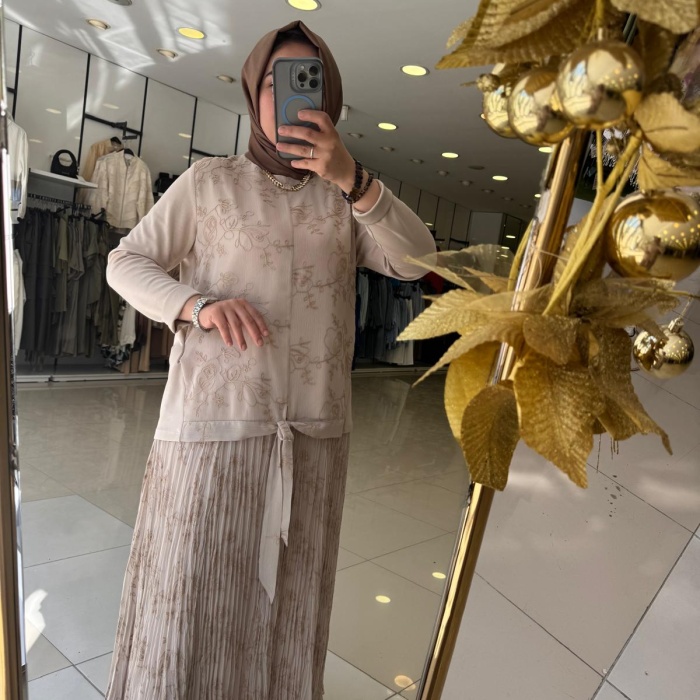 YENİ FUAT GÜRŞEN KADIN DESENLİ ETEKLİ TAKIM 25Y3351