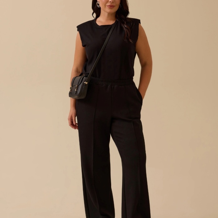 YENİ SEÇİL KADIN büyük beden bol paça elastik bel pantolon 10002521014009