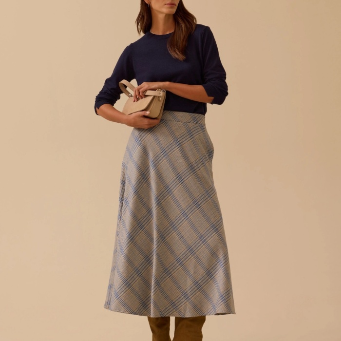 YENİ SEÇİL KADIN ekose desenli kloş etek 10002521610006