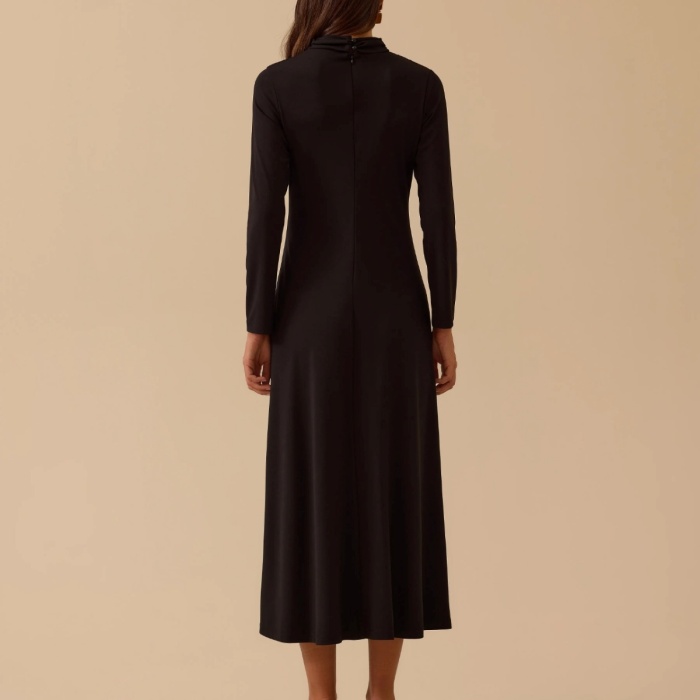 YENİ SEÇİL KADIN metal aksesuarlı drapeli elbise 10002521311028