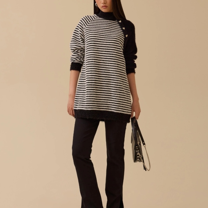 YENİ SEÇİL KADIN çizgili triko tunik 10002521711015