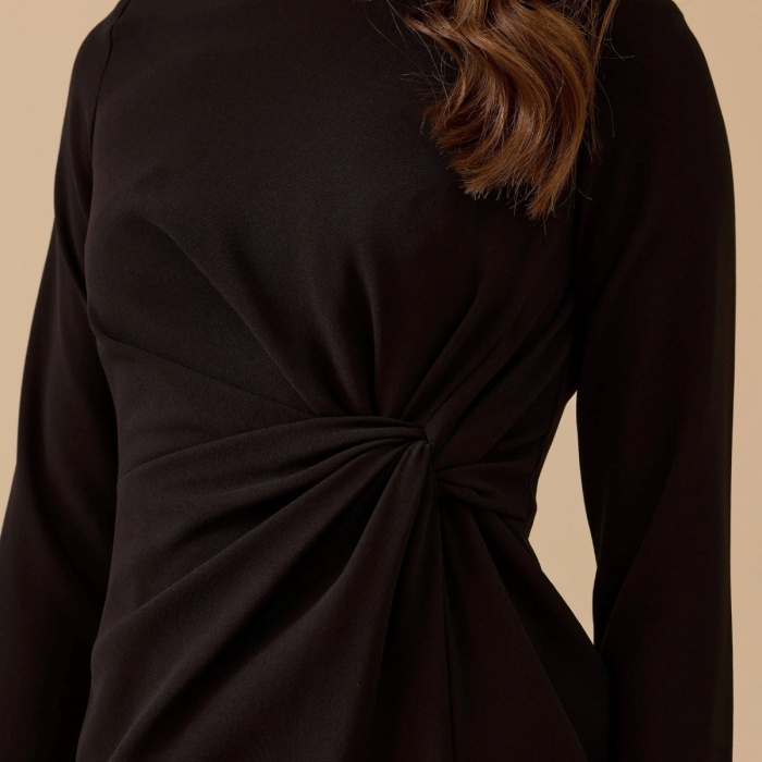 YENİ SEÇİL KADIN drapeli midi boy şık krep elbise 30002521318002