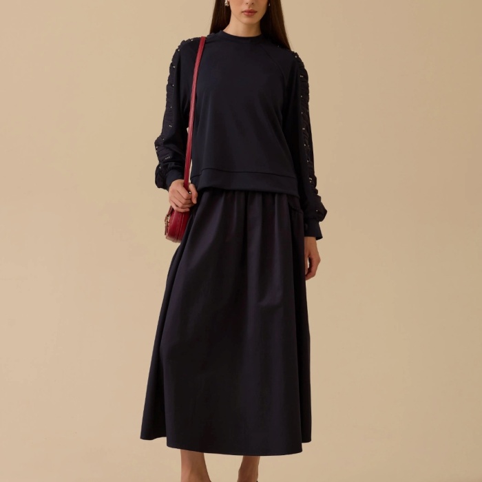 YENİ SEÇİL KADIN kol detaylı sweatshirt 10002522311021