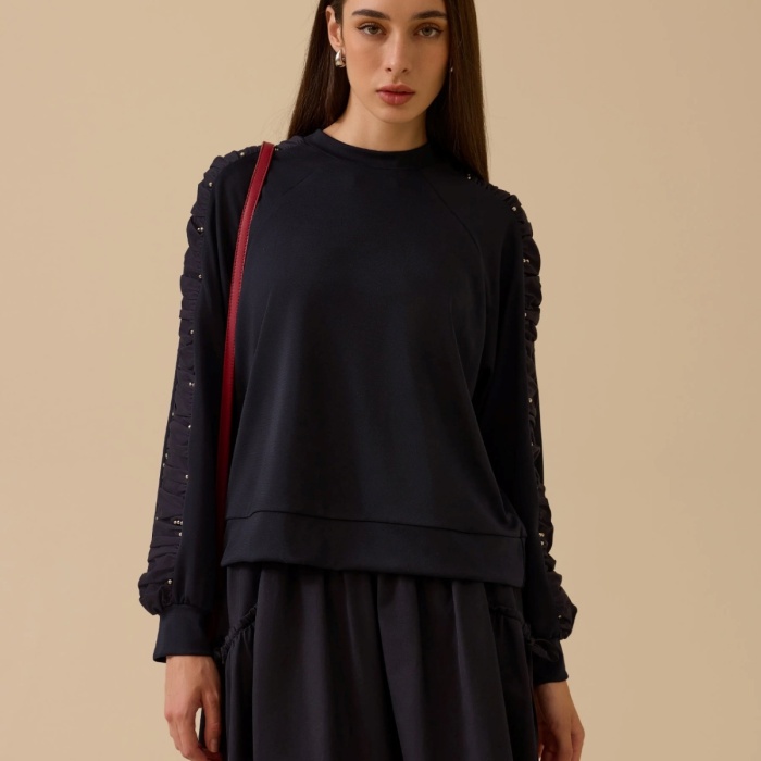 YENİ SEÇİL KADIN kol detaylı sweatshirt 10002522311021