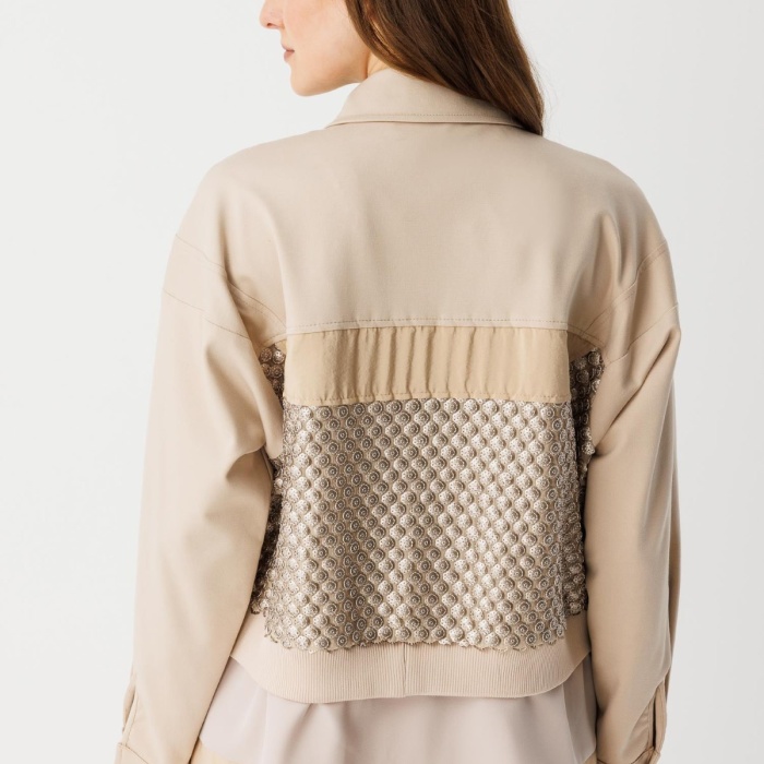 YENİ GHİSA KADIN İşlemeli Panel Detaylı Ceket 26KGSCKT3239