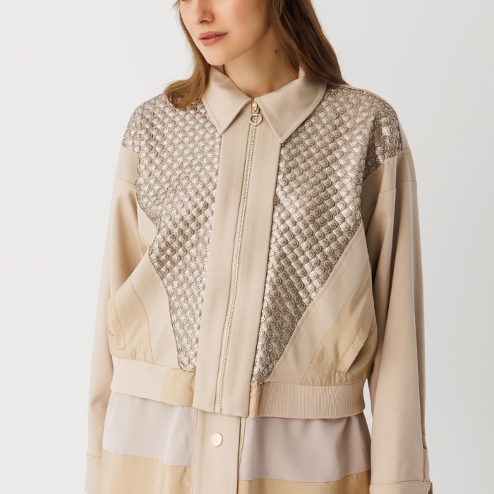 YENİ GHİSA KADIN İşlemeli Panel Detaylı Ceket 26KGSCKT3239