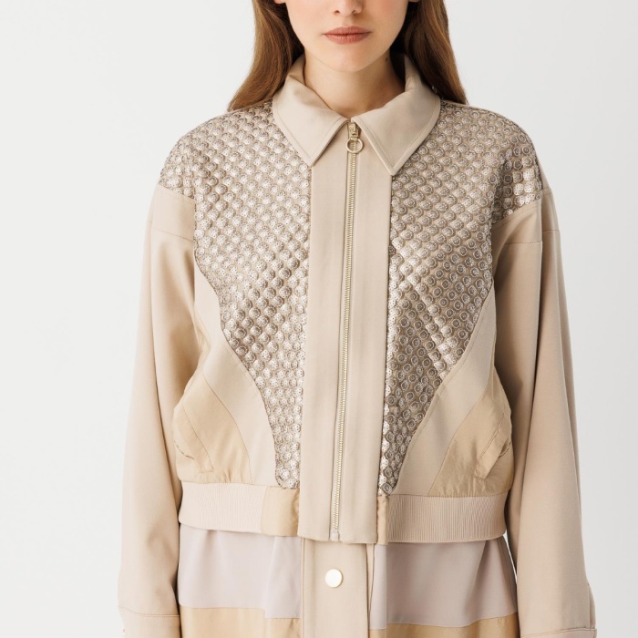 YENİ GHİSA KADIN İşlemeli Panel Detaylı Ceket 26KGSCKT3239