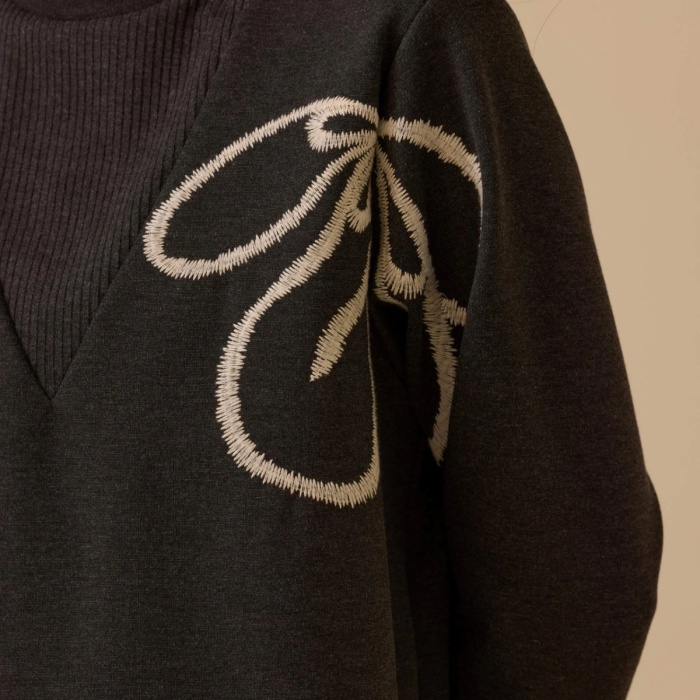 YENİ SEÇİL KADIN nakışlı örme sweatshirt 10002522311020