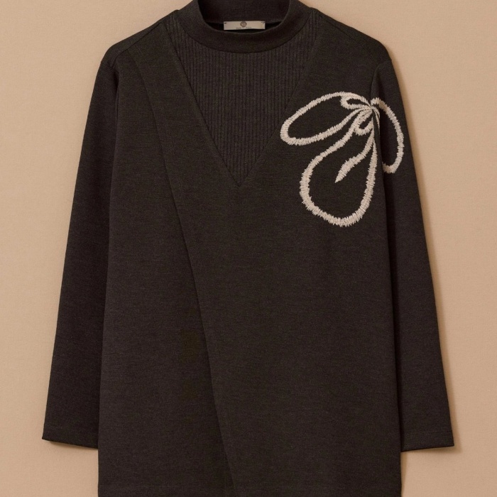 YENİ SEÇİL KADIN nakışlı örme sweatshirt 10002522311020