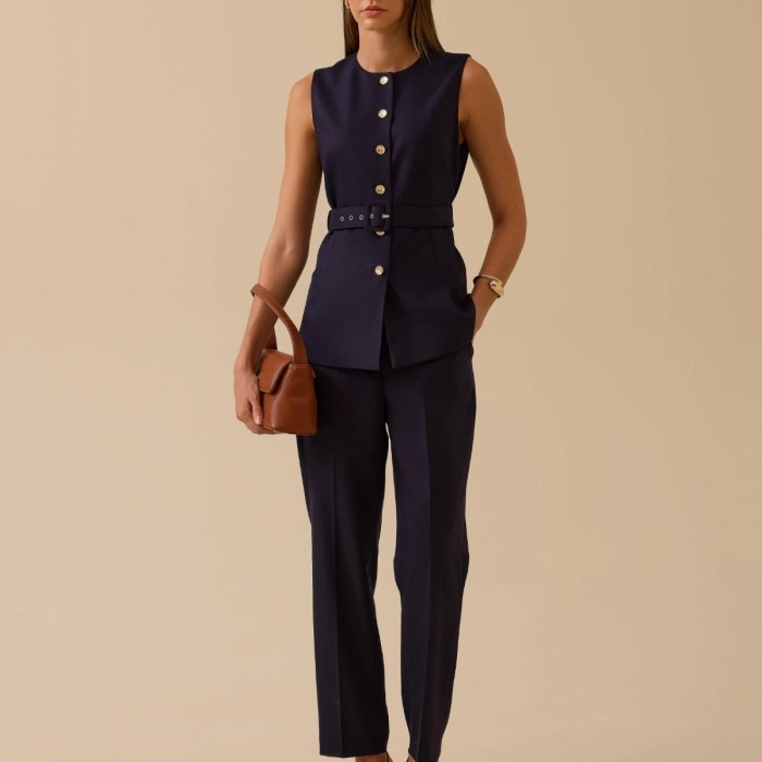 YENİ SEÇİL KADIN kemerli düğme detaylı yelek 10002521110022