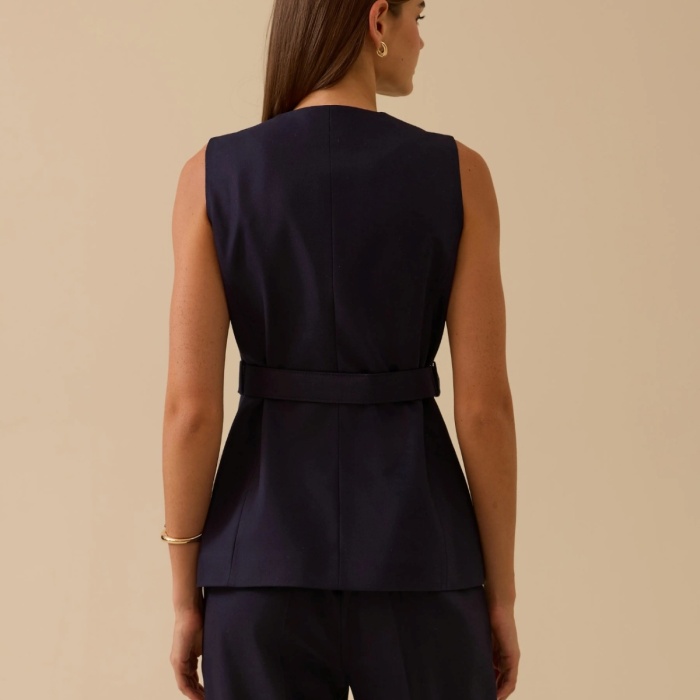 YENİ SEÇİL KADIN kemerli düğme detaylı yelek 10002521110022