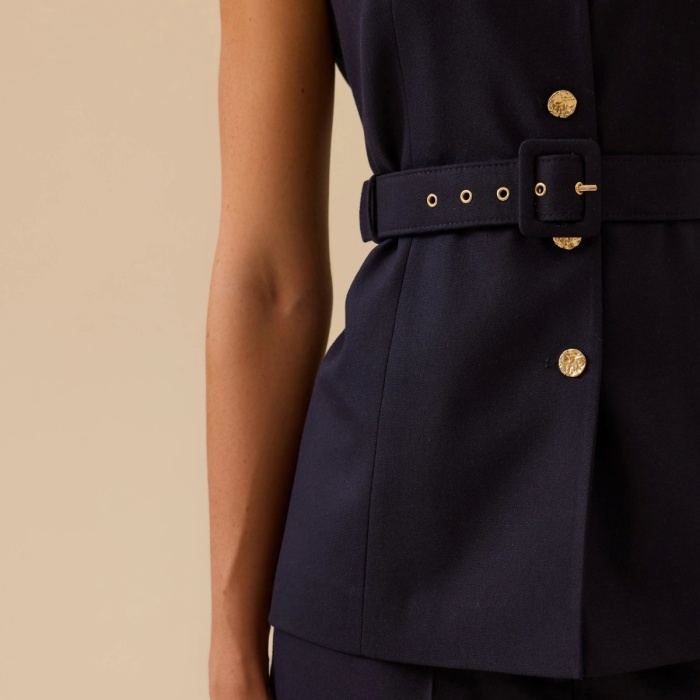 YENİ SEÇİL KADIN kemerli düğme detaylı yelek 10002521110022