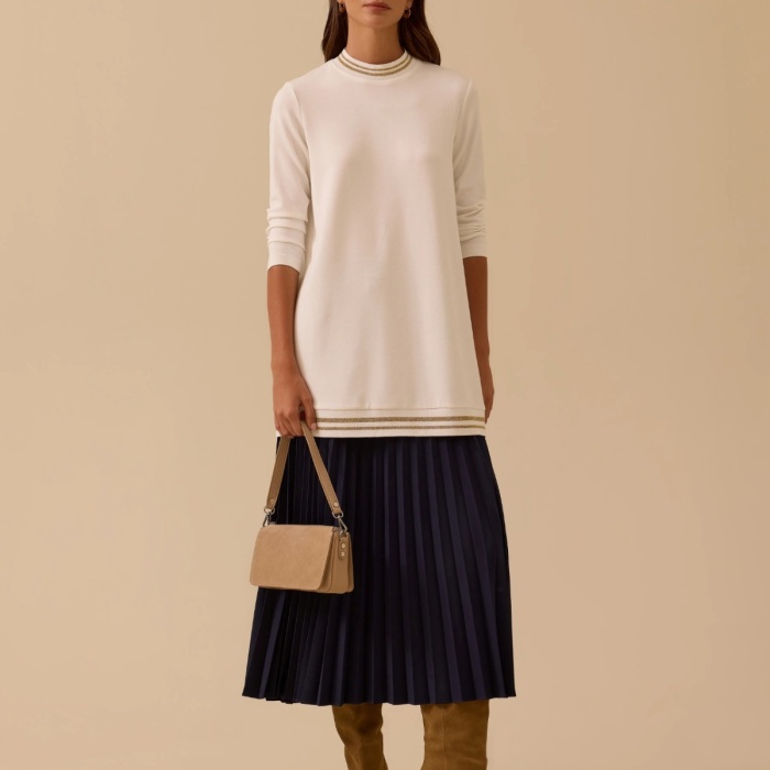 YENİ SEÇİL KADIN şerit detaylı basic tunik 10002521211027