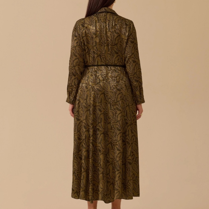 YENİ SEÇİL KADIN büyük beden kuşaklı desenli elbise 10002521314011